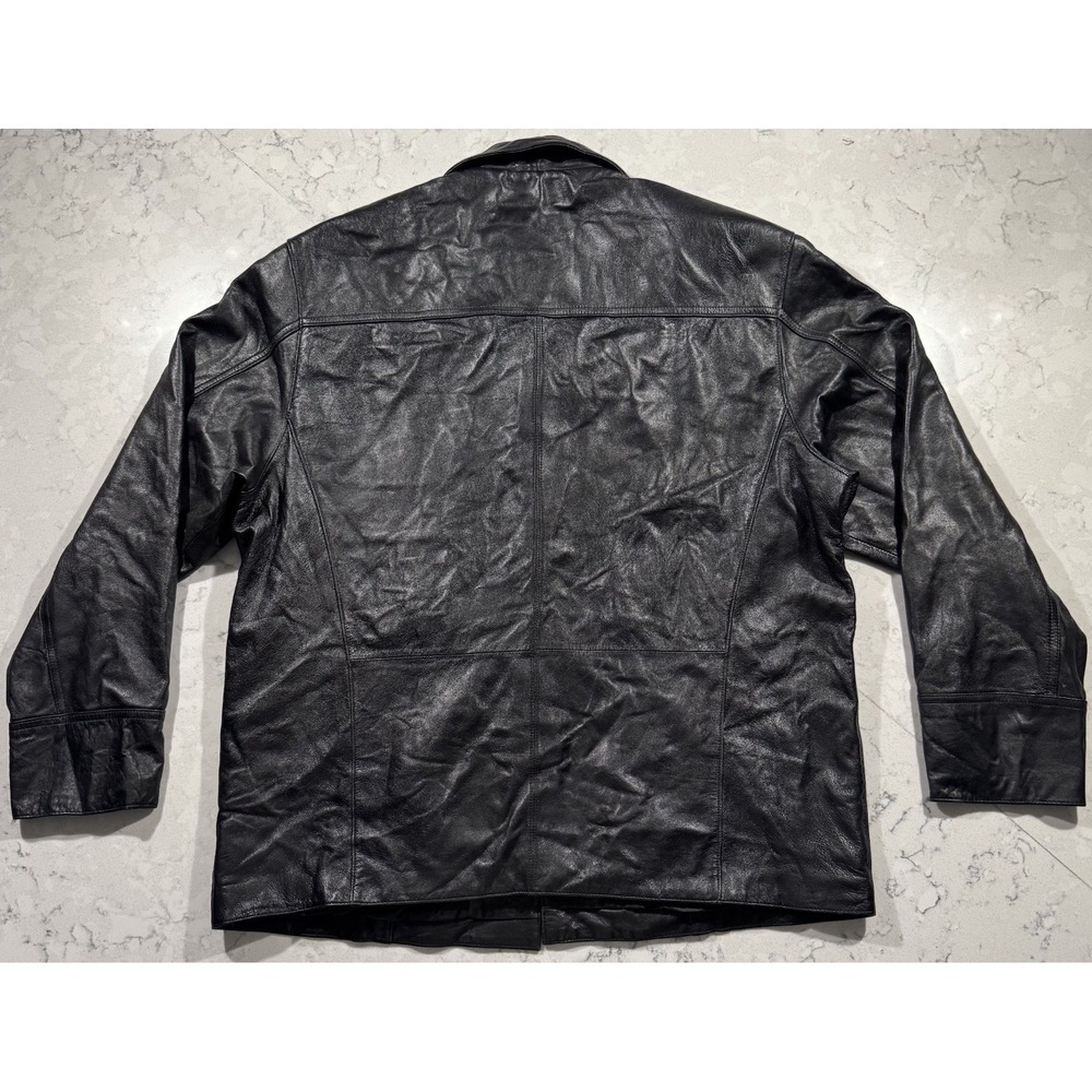 VTG 90s M Julian Wilsons Leather Jacket Mens Large Black Grunge Matrix Car Coat - Picture 12 of 12